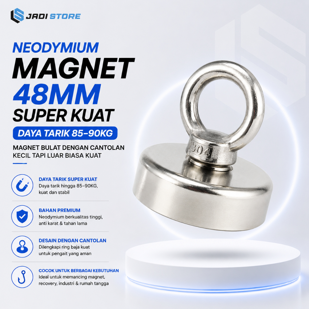 Taffware Strong Neodymium Magnet Model Bulat 48mm 85-90kg TN6 Magnet Super Kuat Cantolan Mancing Log