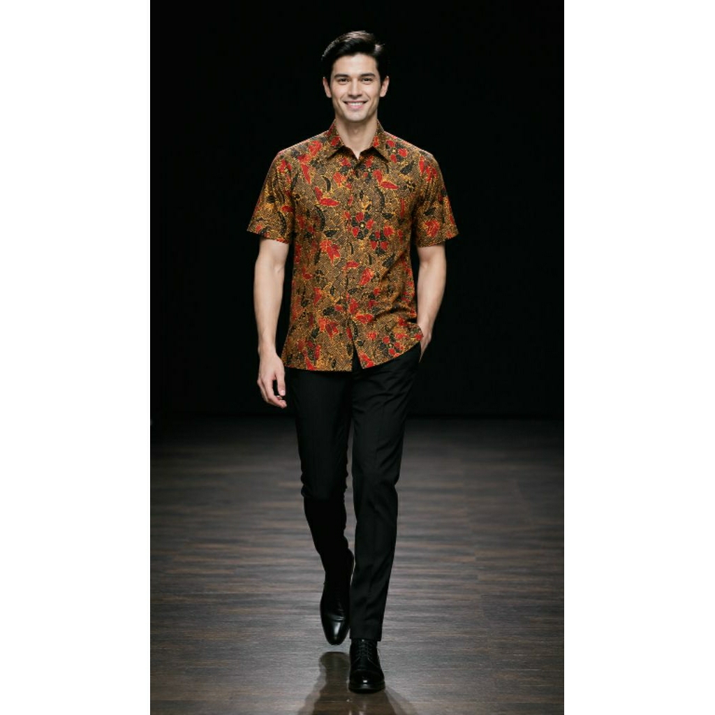 Kemeja Batik Madura Kemeja Batik Pria Lengan Pendek Chestnut