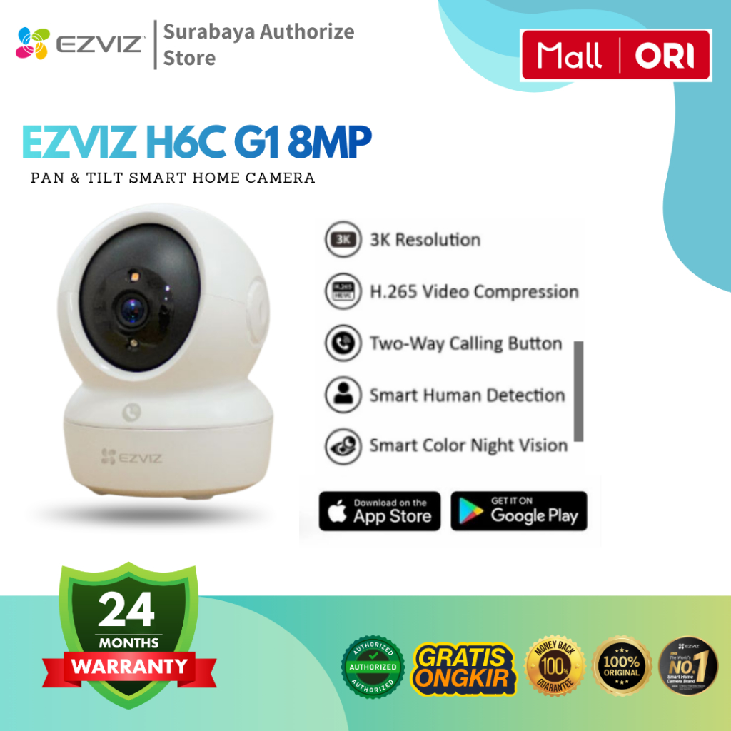 Ezviz H6C G1 4K 8MP Pan & Tilt Smart Home Camera CCTV Indoor
