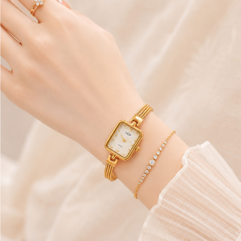 GEDI 13058 Jam Tangan Wanita Korea Strap STAINLESS Analog Fashion Korea