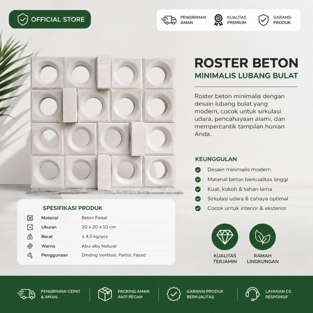 Roster Beton Minimalis Motif Donat/Bulat