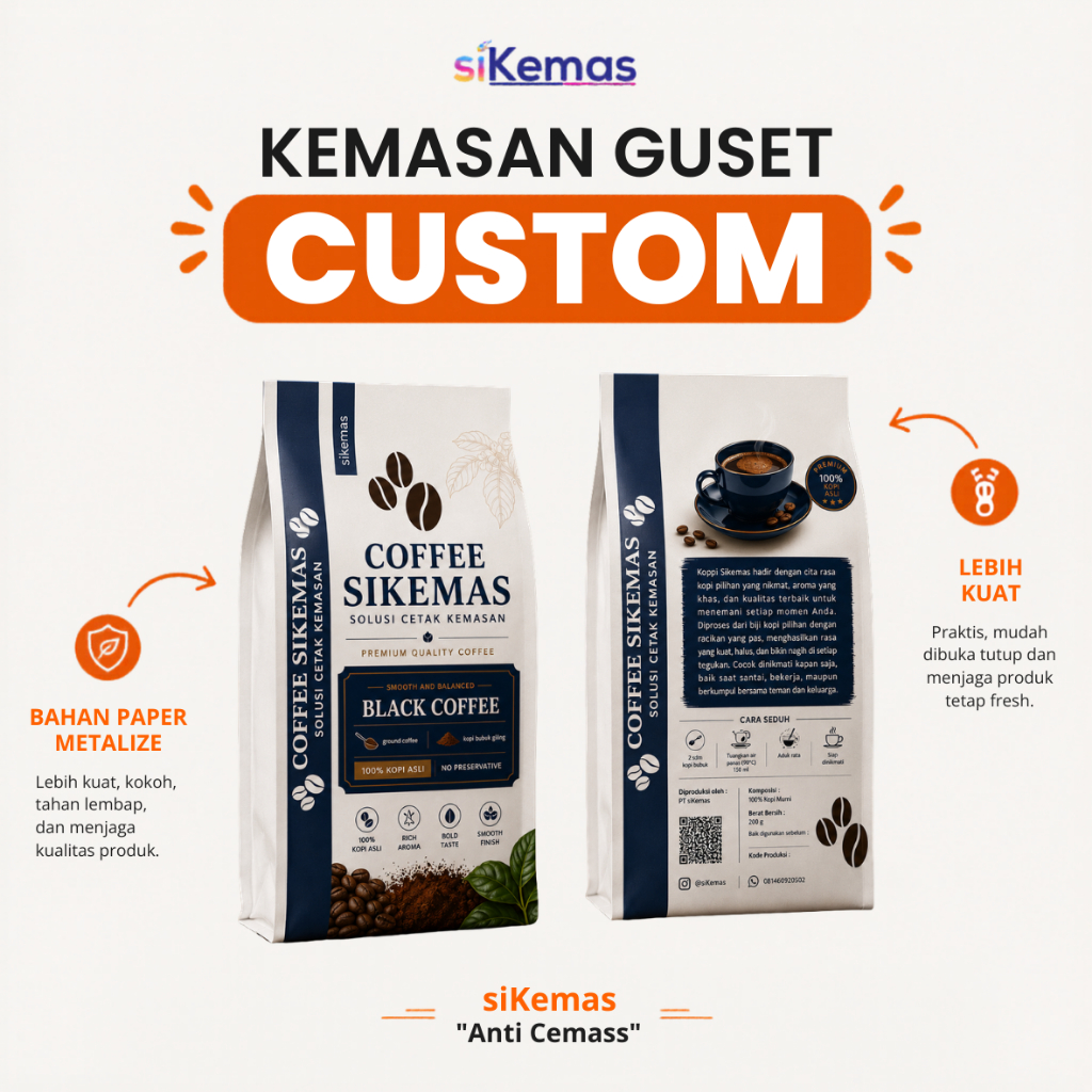 Cetak Kemasan gusset custom full printing | kemasan kofi | kemasan pupuk