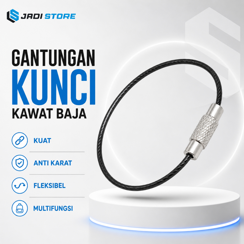 Gantungan Kunci Kawat Baja Tali Carabiner Stainless Steel Wire Keys Hanging Pengait Kunci Koper Surv