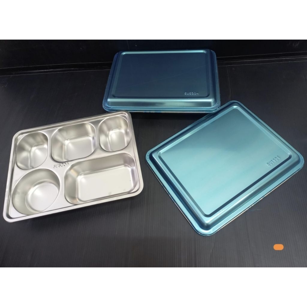 Ompreng mbg Stainless 304 Sekat 5 Kotak Makan Stainless Tempat makan tempat makan food grade