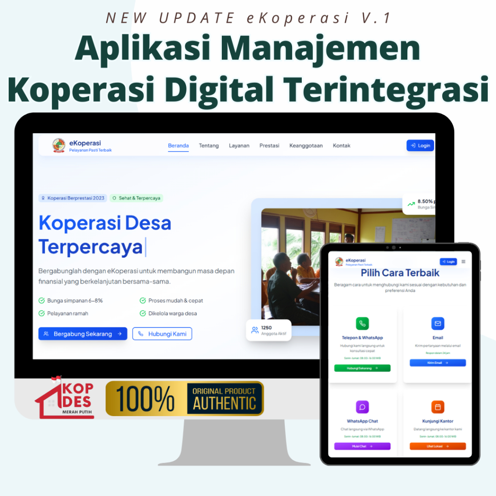 Aplikasi Manajemen Koperasi Digital Terintegrasi eKoperasi V.1 Super Responsive - Full Source Code