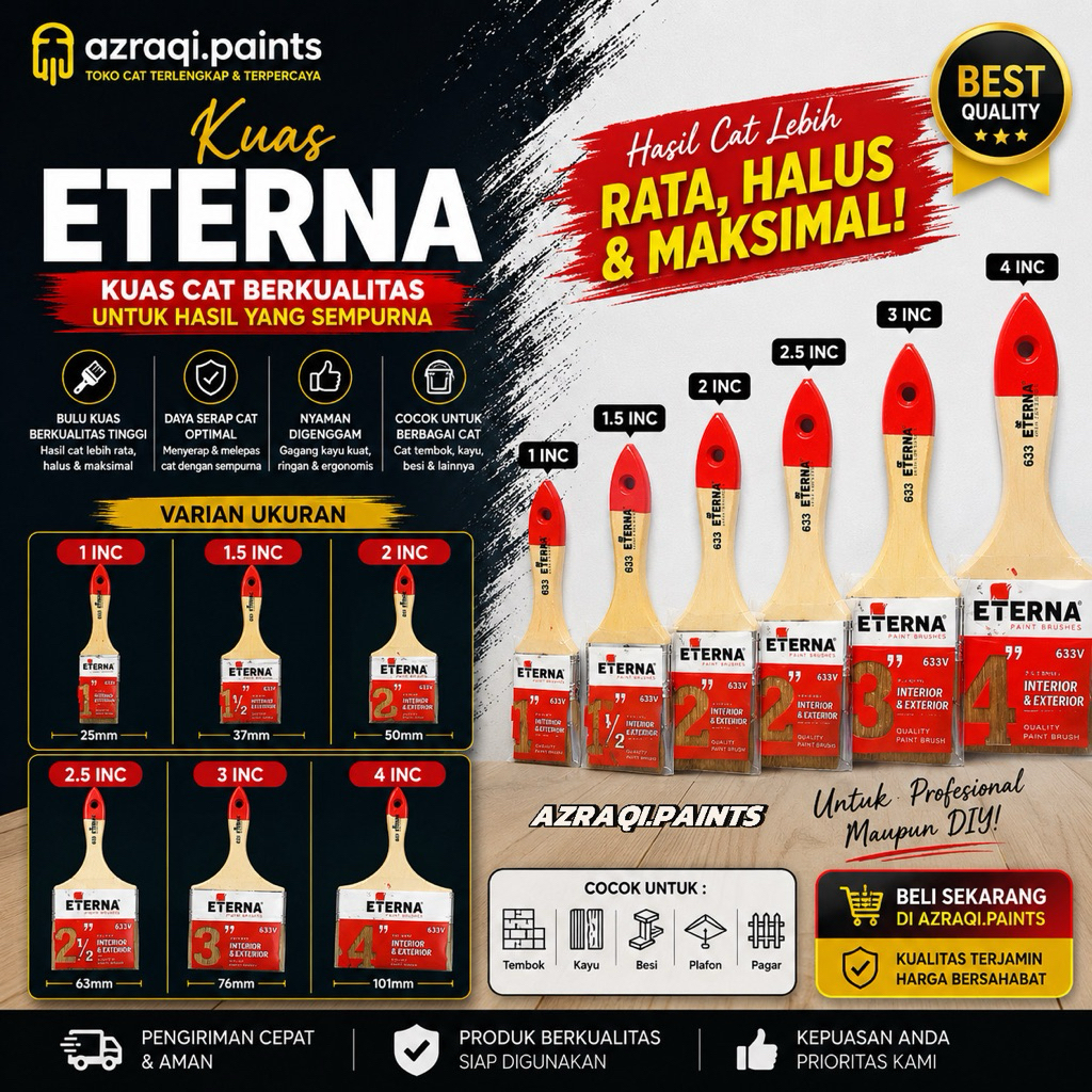 KUAS ETERNA BERBAGAI UKURAN ( 1 INC - 1.5 INC - 2 INC - 2.5 INC - 3 INC - 4 INC )