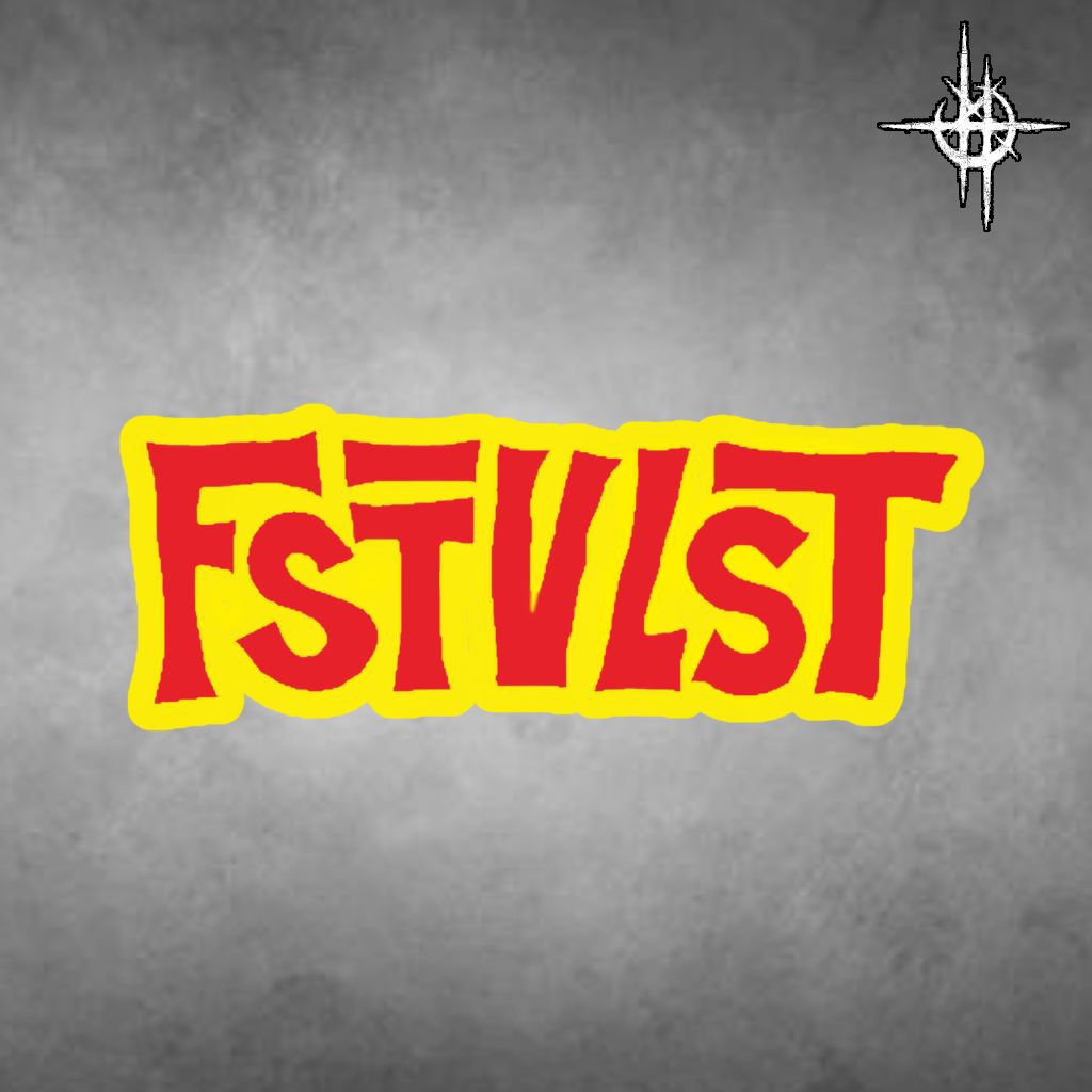 Stiker band “Fstvlst” berbahan vinyl glossy.(tahan air / tidak mudah berkerut)