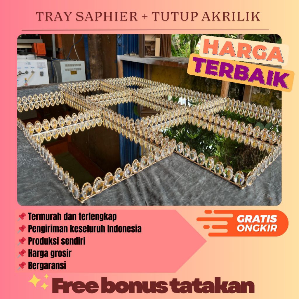 BOX HANTARAN SAFIR SET ISI 3 + TUTUP AKRILIK | BOX SESERAHAN TERMURAH