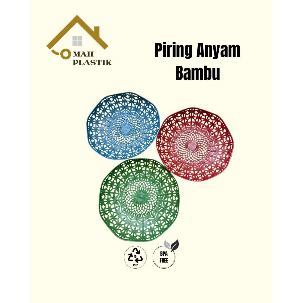 PIRING BAMBU - PIRING ANYAM/ROTAN PLASTIK BAMBU - PIRING ANYAM SAJI PLASTIK MOTIF BAMBU SERBAGUNA AN