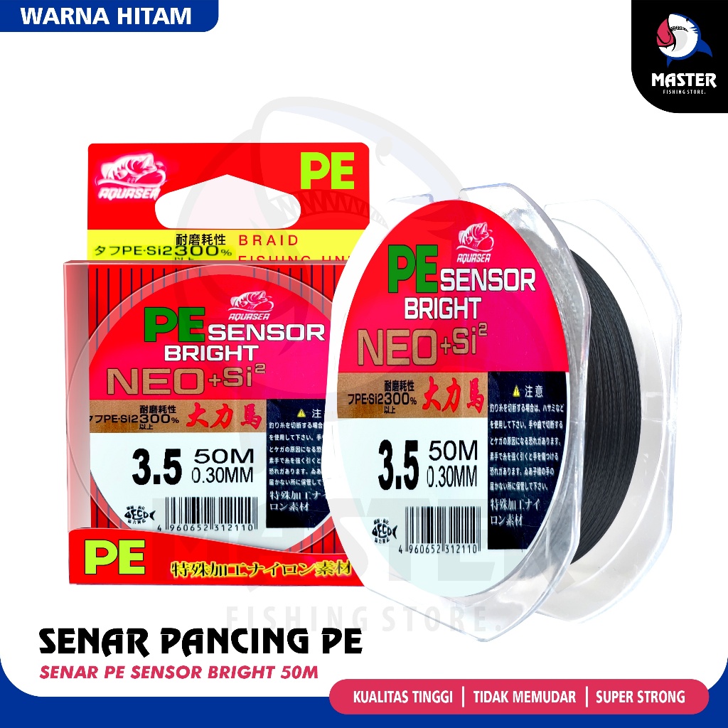 MFS Tali Pancing PE Sensor Bright Hitam NEO+Jepang Senar Pancing 50m Super Kuat benang PE Senar Mura