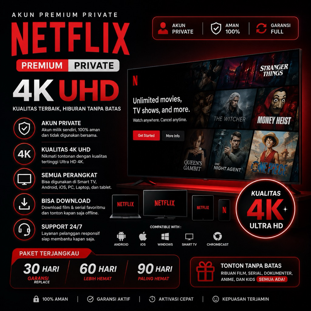 NETFLIX PREMIUM PRIVATE 1 TAHUN