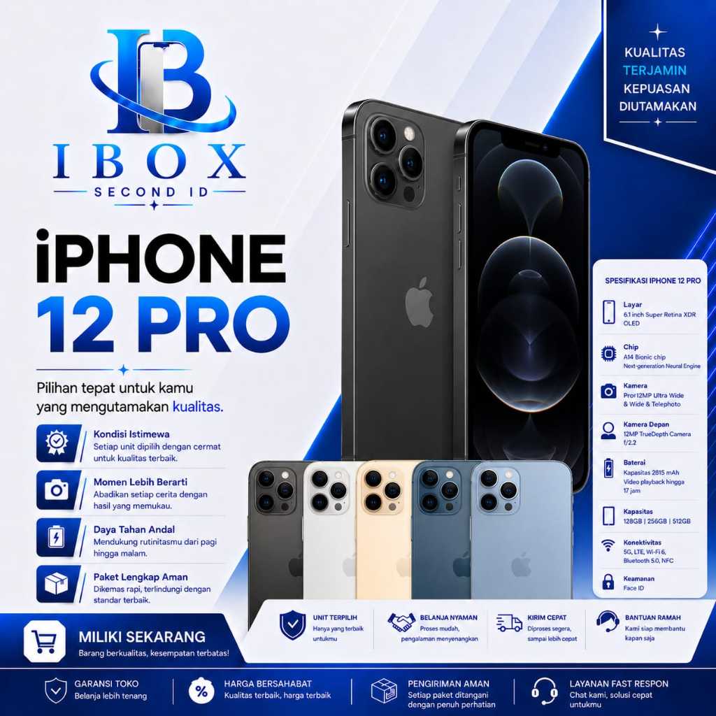 Iphone 12 Pro 256GB, 128GB Second Ori Apple, Like New ALLSIM, Fullset