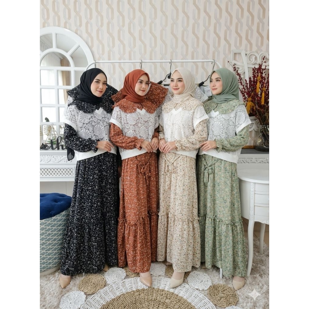 Gamis Maxi Vintage Rompi Rajut BKK Import 899-G (2in1)