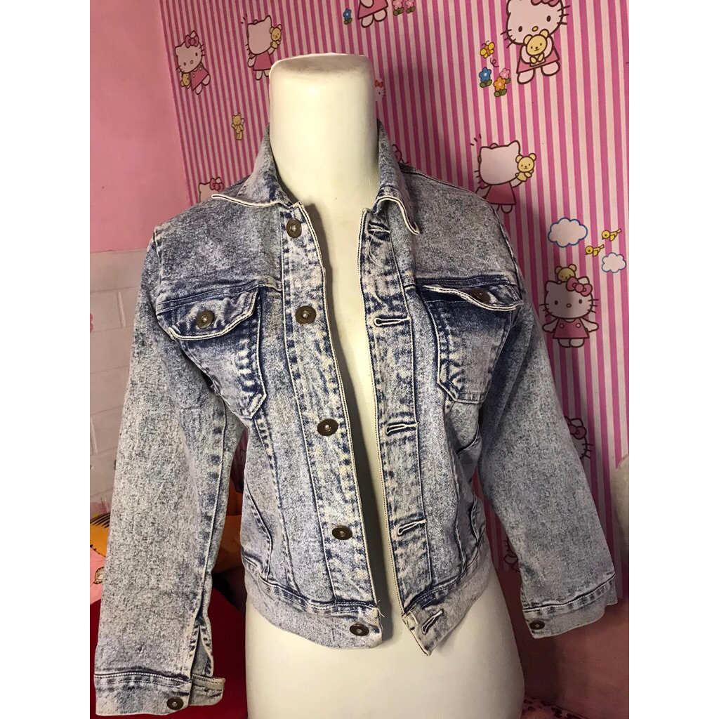 jaket crop warna navy