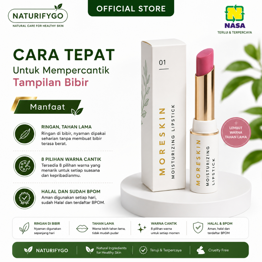 Moreskin Moisturizing Lipstik / Lipstick Moreskin Nasa / Lipstik Nasa Moreskin