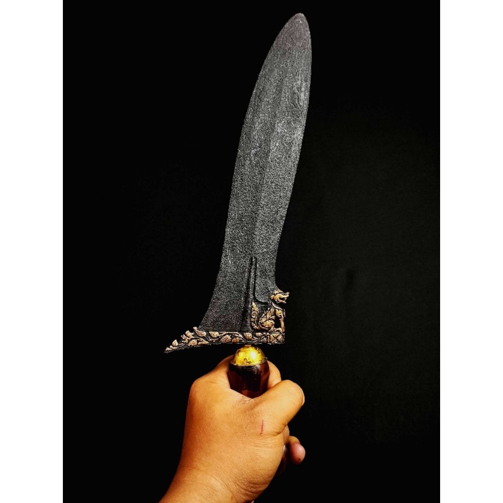 Keris Lurus Dhapur Bethok Singo Barong Kinatah Pamor Kulit Semangka