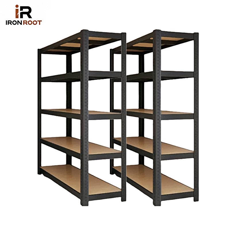 IRONROOT Rak besi siku lubang Rak susun 5 tingkat Rak Gudang Serbaguna rak besi serbaguna 50*120*180