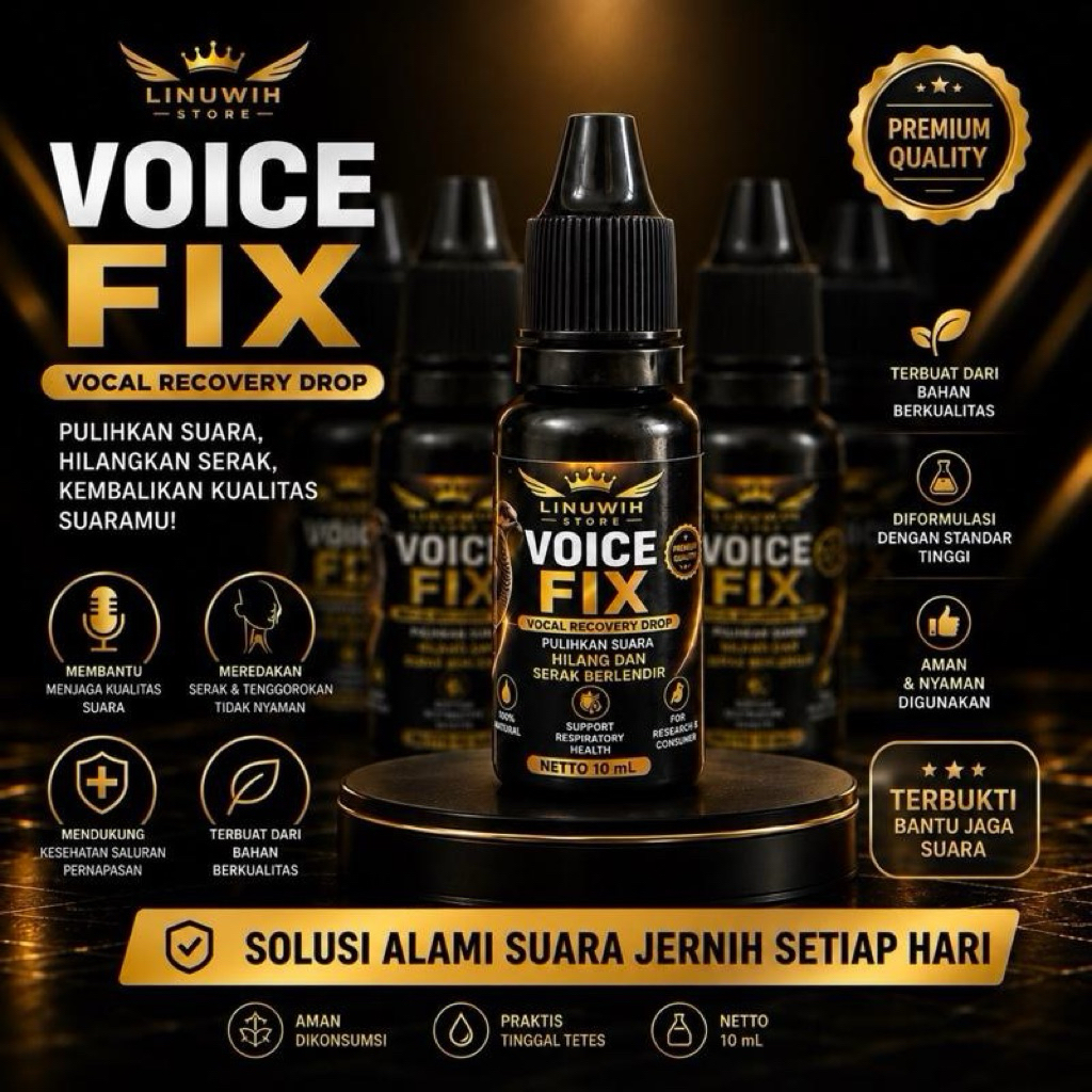 LINUWIH VOICE FIX Obat Serak Burung Perkutut Premium 10ml - Obat Snot Lendir Pernapasan Perkutut