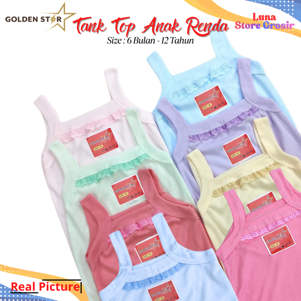 1 Lusin Singlet Anak Kaos Dalam Bayi Dan Anak Perempuan Tangtop Anak Perempuan Sampai Remaja / Grosi