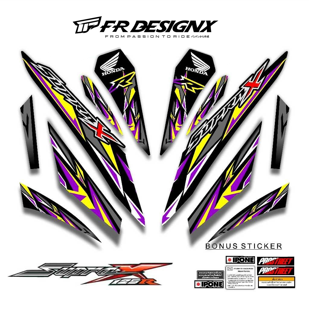 STRIPING STIKER DECAL SUPRA X 125 R 2007 - 2013 MOTIF FRDX 2 / FR DESIGNX / STRIPING MODIF