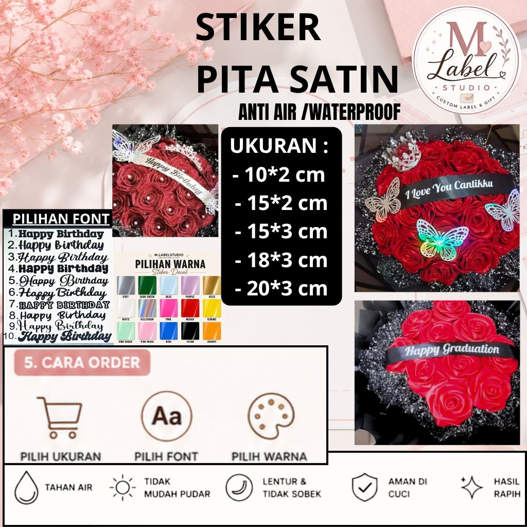 S5 - Stiker HAPPY BIRTHDAY Custom Anti Air Tempel di Pita |Stiker GRADUATION | Stiker HAPPY TEACHER 