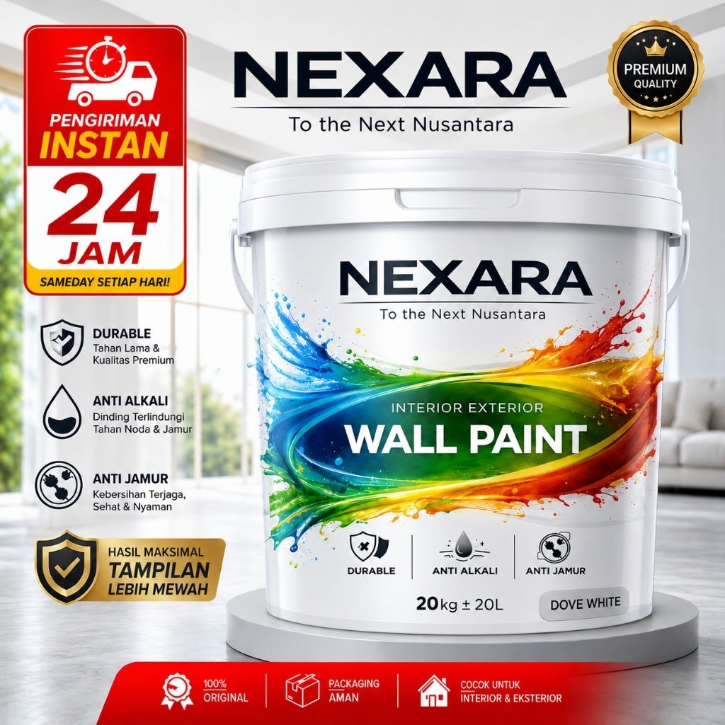 NEXARA Cat Tembok 20kg Premium Interior Exterior – Warna Elegan, Tahan Lama, Anti Jamur & Anti Alkal