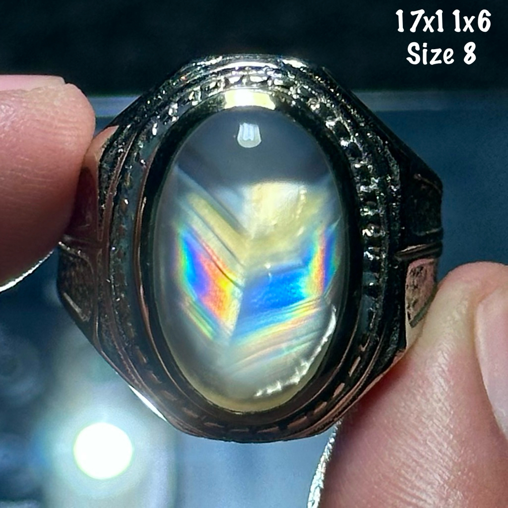 Cincin Batu Akik Natural Iris Junder Pelangi (asli alam)