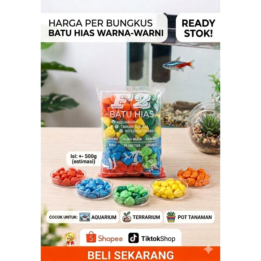 BATU HIAS WARNA WARNI F2 AQUARIUM HIASAN DEKORASI AQUARIUM AQUASCAPE