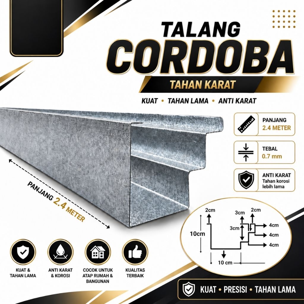 Talang Air Rumah Minimalis Cordoba | Talang Galvalum Anti Bocor Anti Karat Tebal 0.7mm