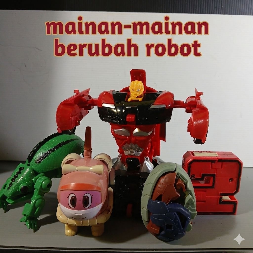 (bekas) Mainan Berubah Robot, angka jadi robot, mobil jadi robot, telur jadi robot dll