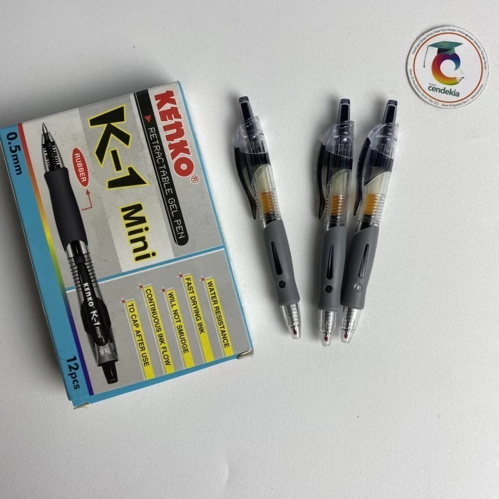 Pulpen KENKO K1 mini Gel Warna Hitam 0.5mm - 12 pcs