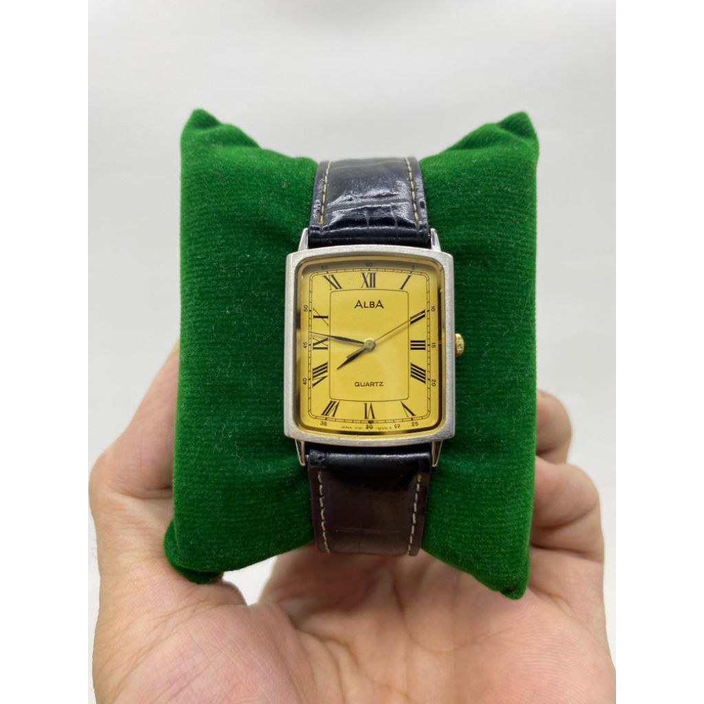 Jam Tangan Pria Vintage Rare Alba Tank Roman Dial