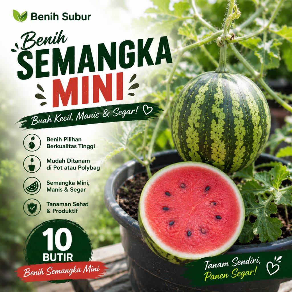 10 Butir Benih Buah Semangka Mini Unggul Bibit Semangka Mini Manis Mudah Tanam di Pot