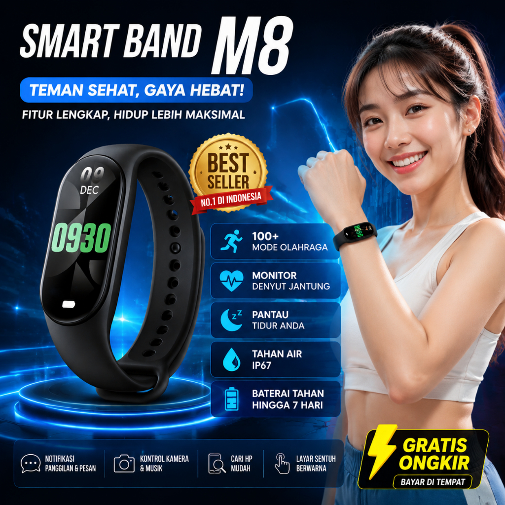 Samsung Smartband M8 [100%ori]Jam tangan pria Jam tangan wanita Smartwatch GARANSI