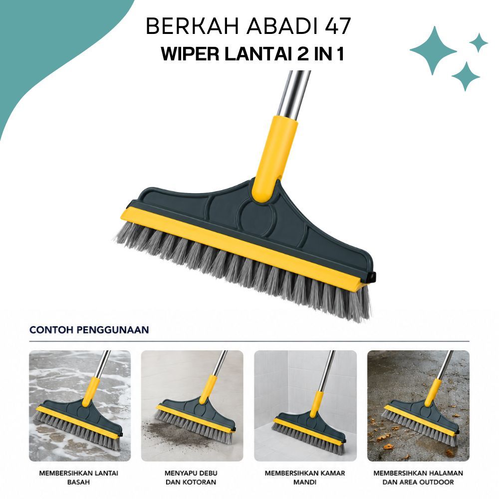 Sikat Dorong Lantai Kamar Mandi Serbaguna Sikat Gagang Kamar Mandi 2 in 1 Sikat Kamar Mandi Gagang P