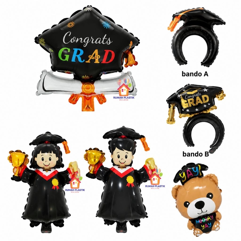BALON FOIL ORANG WISUDA COWOK CEWEK KECIL small toga souvenir buket bouquet anak graduation graduate