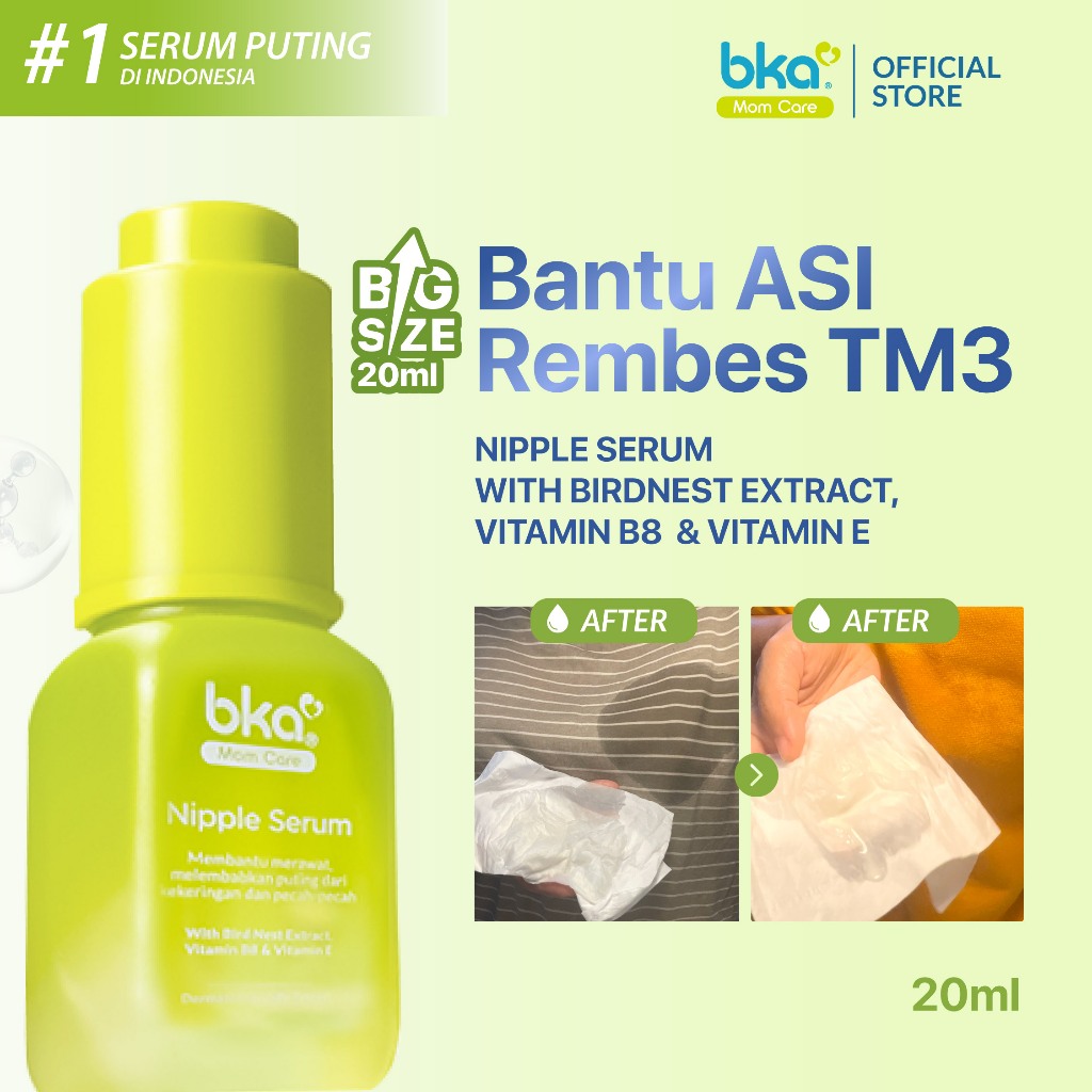 BKA Nipple Serum isi 20ml -  Pelembab Puting Ibu Hamil - Terdaftar BPOM & Halal | Bantu ASI Rembes d