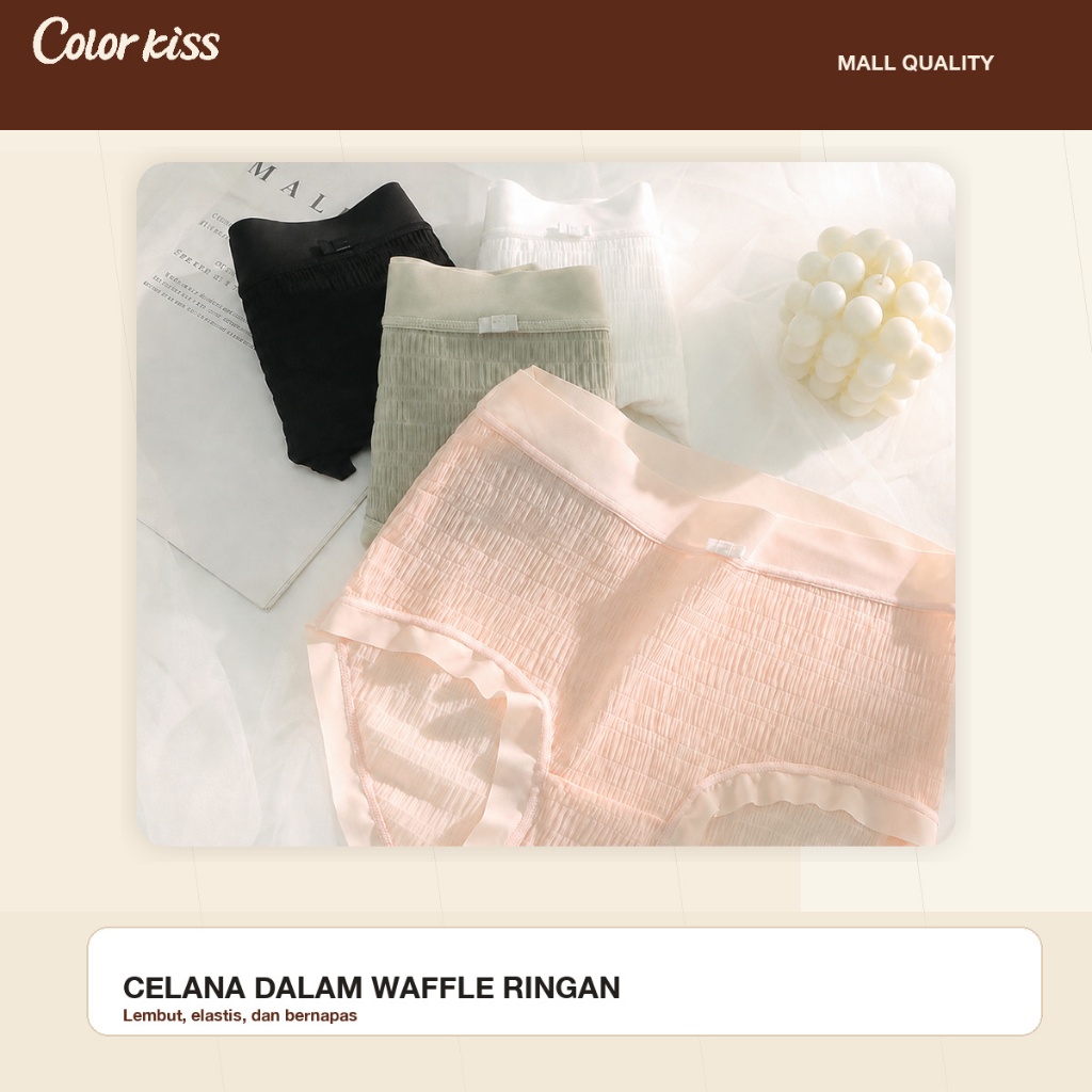 COLORKISS 6 Pcs CD Dalam Wanita Super Tipis Breathable Bahan Mesh Netral Adem Anti Gerah Eleastis Ny