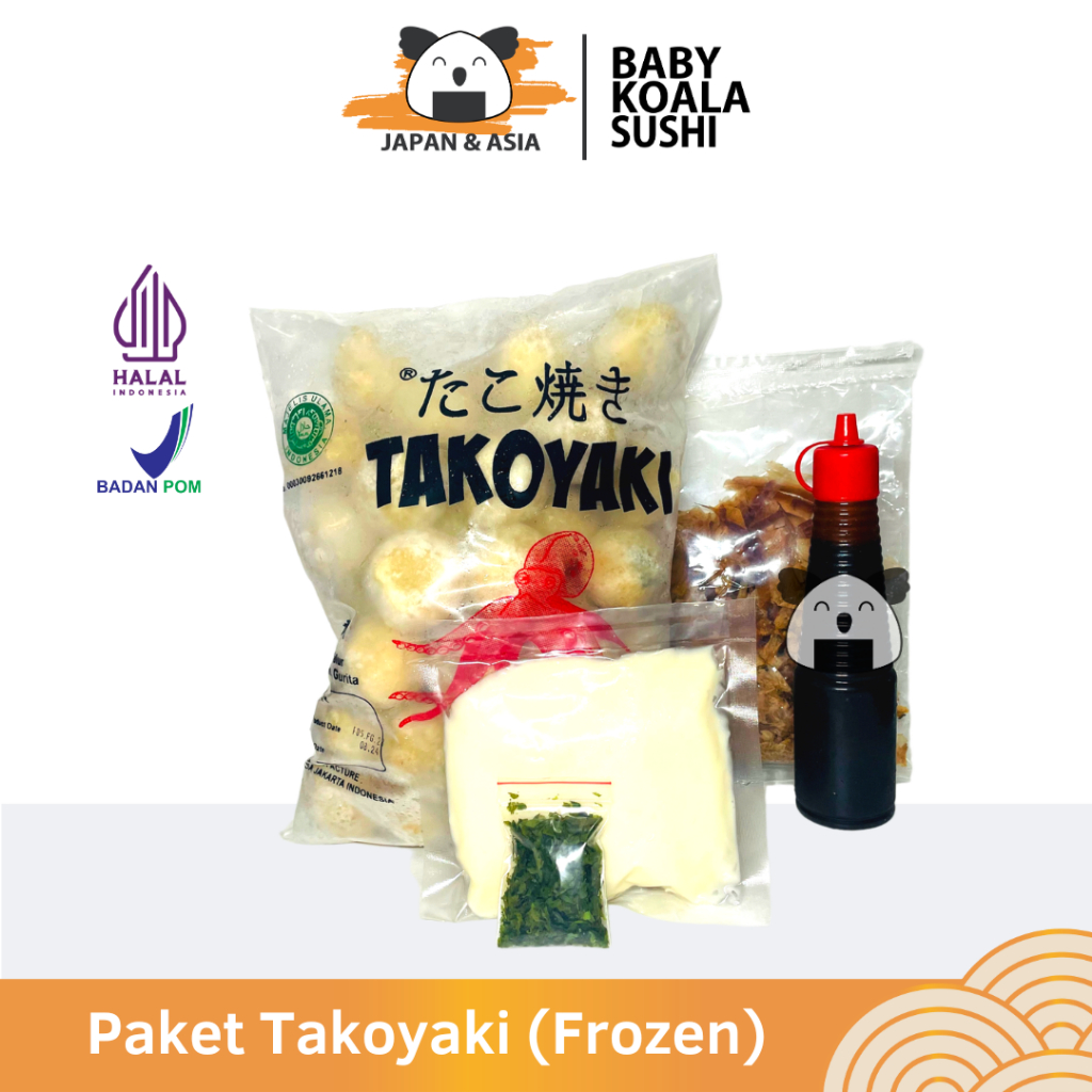 (KHUSUS GOJEK) PAKET TAKOYAKI FROZEN Halal | takoyaki Frozen, Katsuobushi, Saus Takoyaki, Aonori