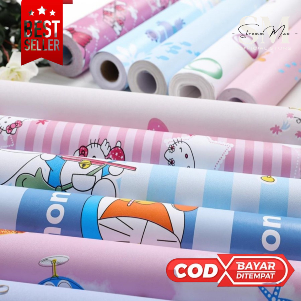 Wallpaper Dinding Karakter Kuromi Doraemon Hello Kitty Bintang Ukuran 45 Cm x 10 Meter