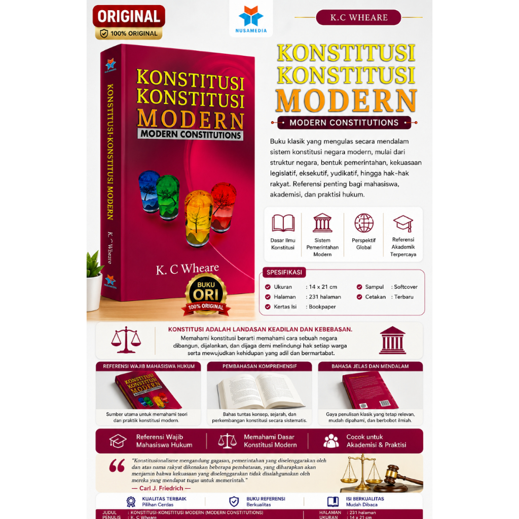 Nusamedia Buku Original - Konstitusi - Konstitusi Modern - modren constitutions - K.C Wheare