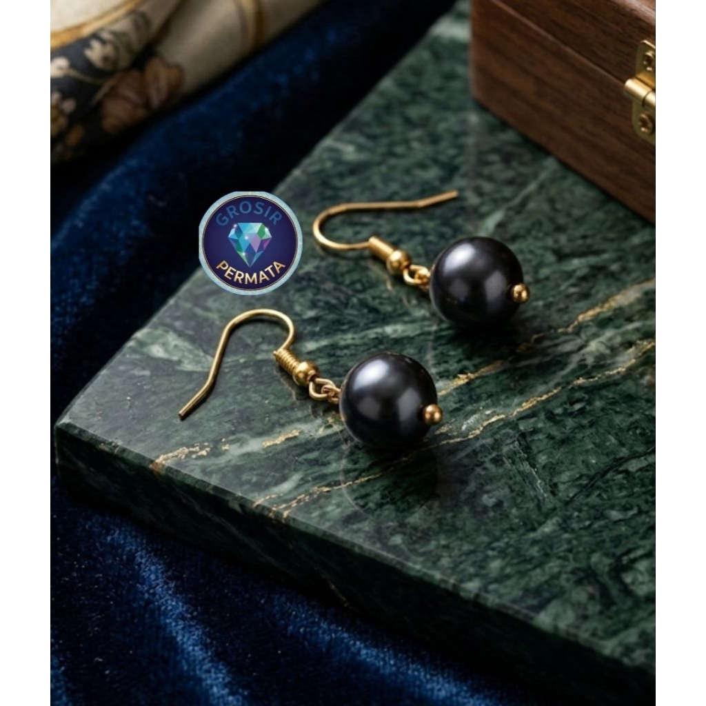 anting mutiara hitam asli air tawar
