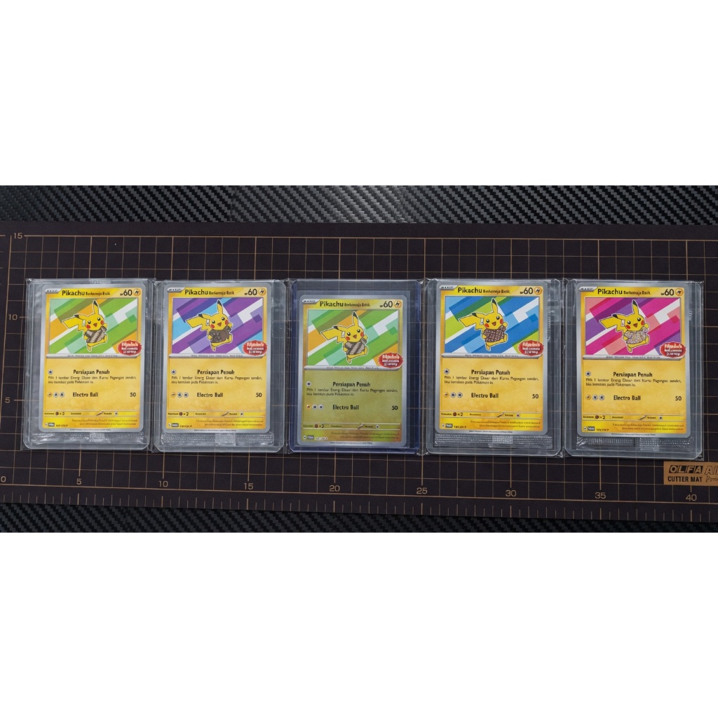Pikachu Berkemeja Batik 1 Set 5 Kartu 101 154 155 190 191/SV-P Raw - Kartu Pokemon TCG Indonesia