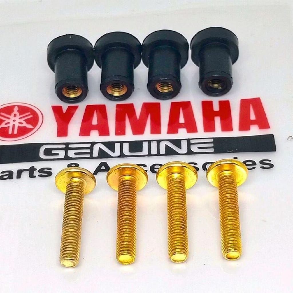 Baut Visor Baut Stainless Gold & Mur Karet Visor Motor Nmax Old/Nmax New/Lexi/Aerox/Xride