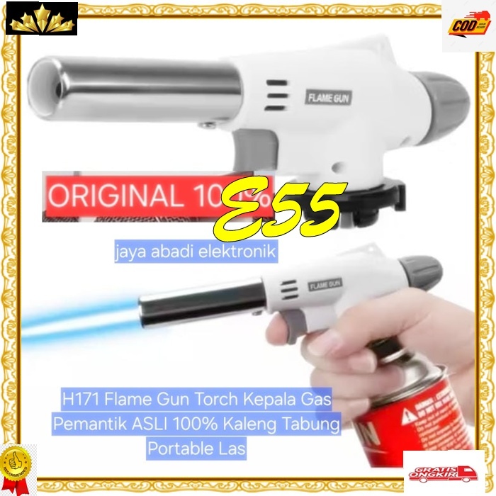 E55 H171 Flame Gun Torch Kepala Gas Pemantik ASLI 100% Kaleng Tabung Portable Las Alat BBQ Masak Mul