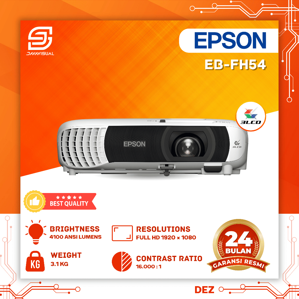 Proyektor EPSON EB-FH54 EB FH54 EBFH54 WiFi Direct Wireless 4.100 Lumens Full HD 3LCD Pengganti EB-F