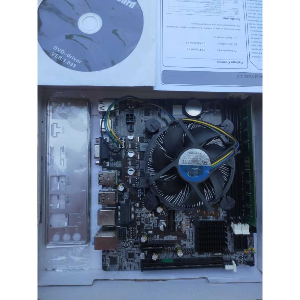 Motherboard intel H61/B75 ddr3+processor+ram+fan