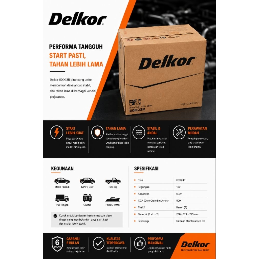 Aki Delkor 60D23R kering korea
