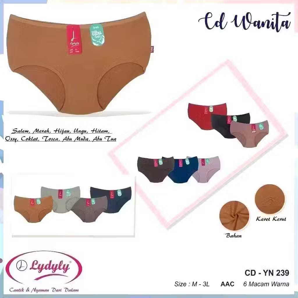 Isi 3Pcs CD Wanita LYDYLY YN239 | Grosir Celana Dalam Super Soft Lidily YN239 | Ukuran M L XL XXL/3L