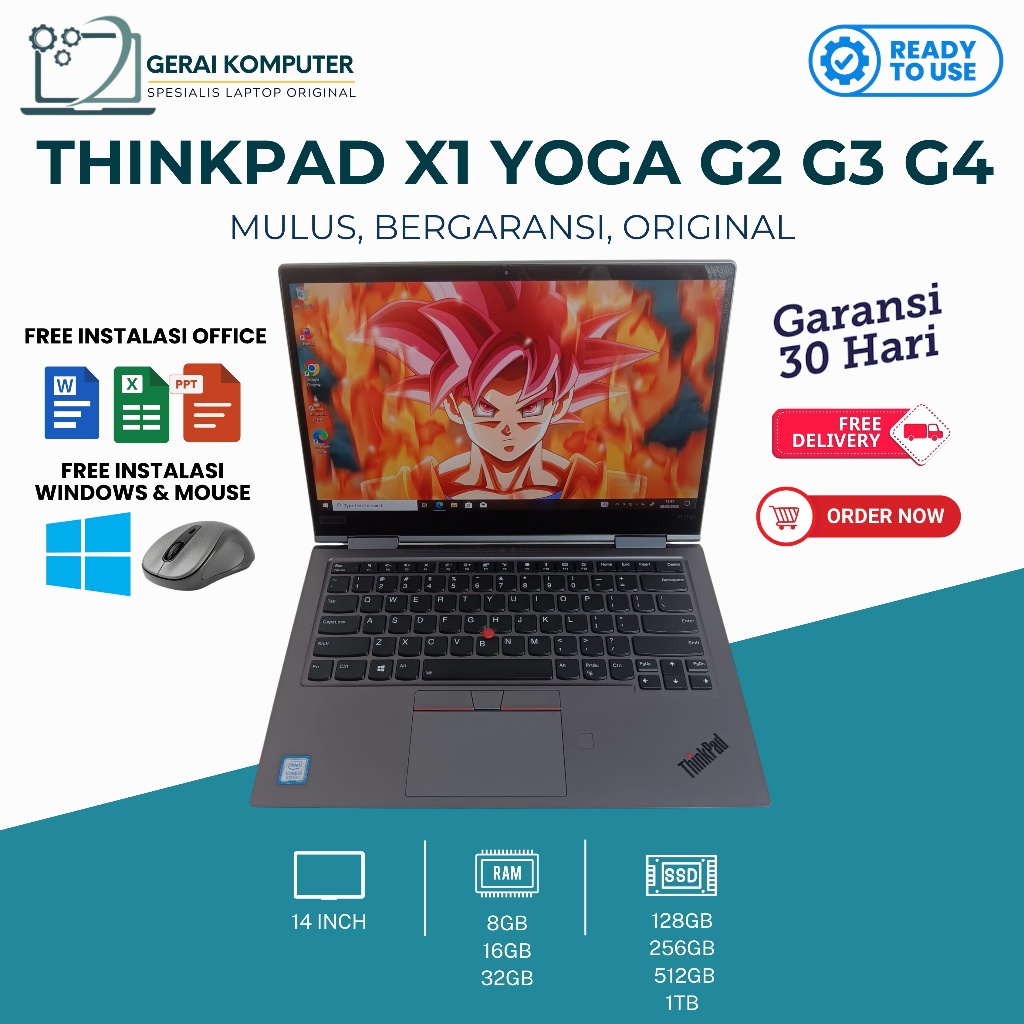 Laptop X1 Yoga Core i5 Gen8 Touchscreen 2in1 16GB RAM 512 SSD